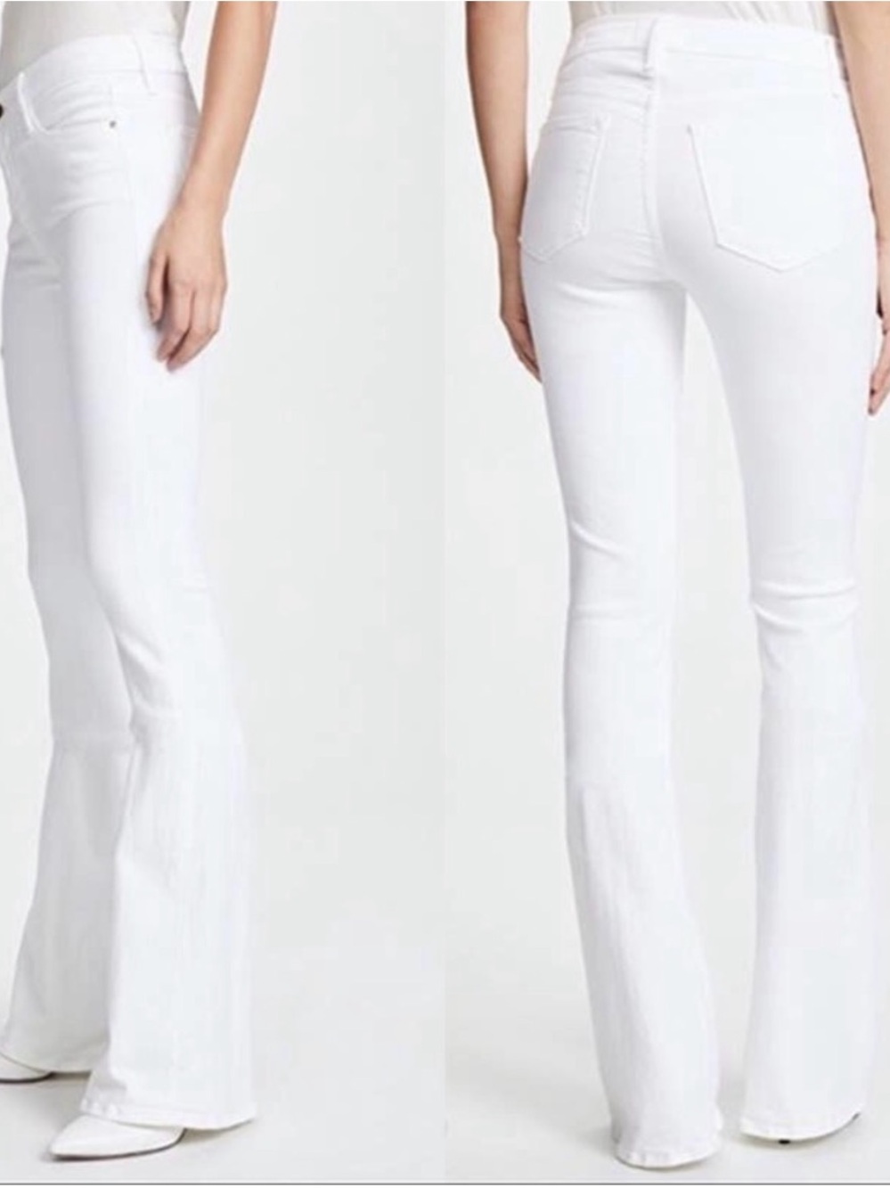 Frame Denim White High-Rise Flare Jeans